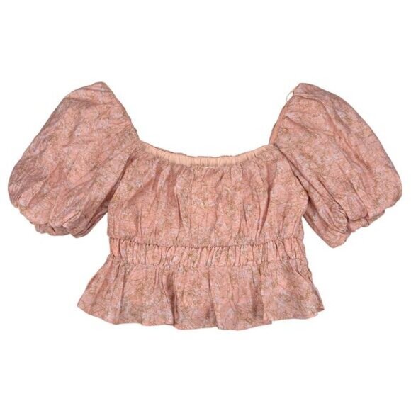 Astr Theron Peplum Top In Pink Taupe Floral Size Small - Picture 3 of 6